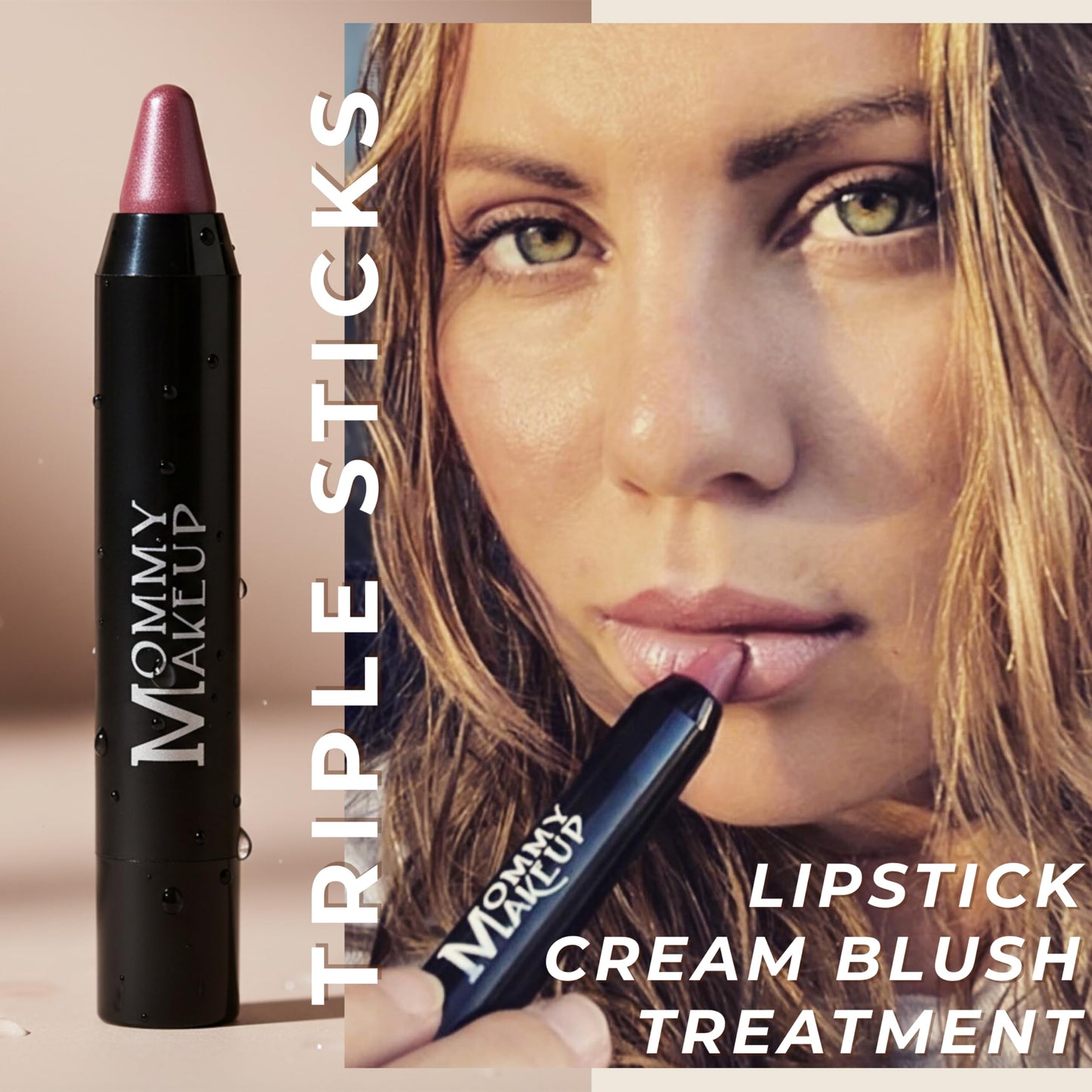 Mommy Makeup Triple Sticks Glinda — Lipstick, Cream Blush & Treatment All-In-One