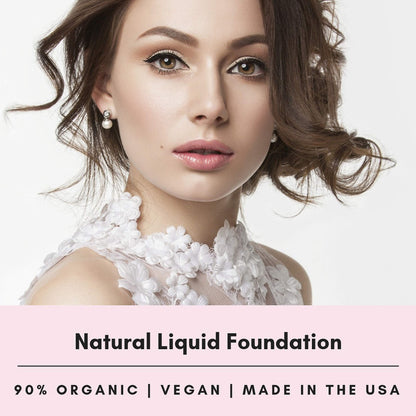 Mom's Secret 100% Natural Liquid Foundation – Almond | Aloe-Based, Vegan, SPF, Gluten Free, Cruelty Free, Made in USA