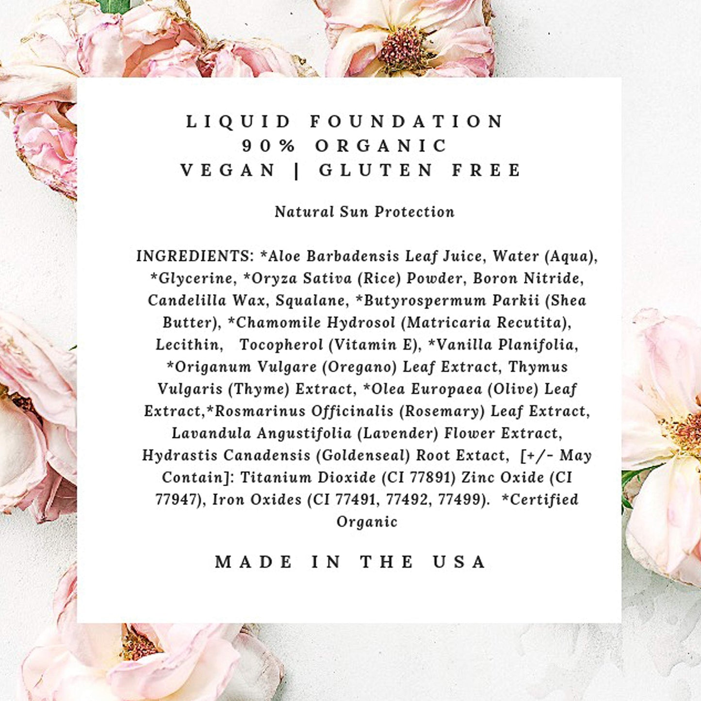 Mom's Secret 100% Natural Liquid Foundation Cocoa – Organic, Vegan, Aloe Based, USA Made