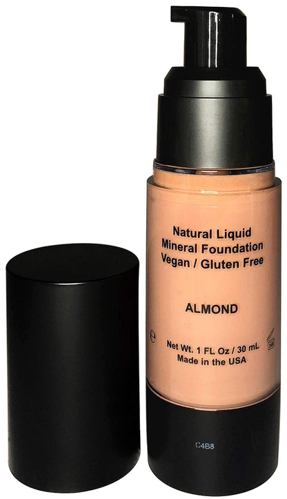 Mom's Secret 100% Natural Liquid Foundation – Almond | Aloe-Based, Vegan, SPF, Gluten Free, Cruelty Free, Made in USA