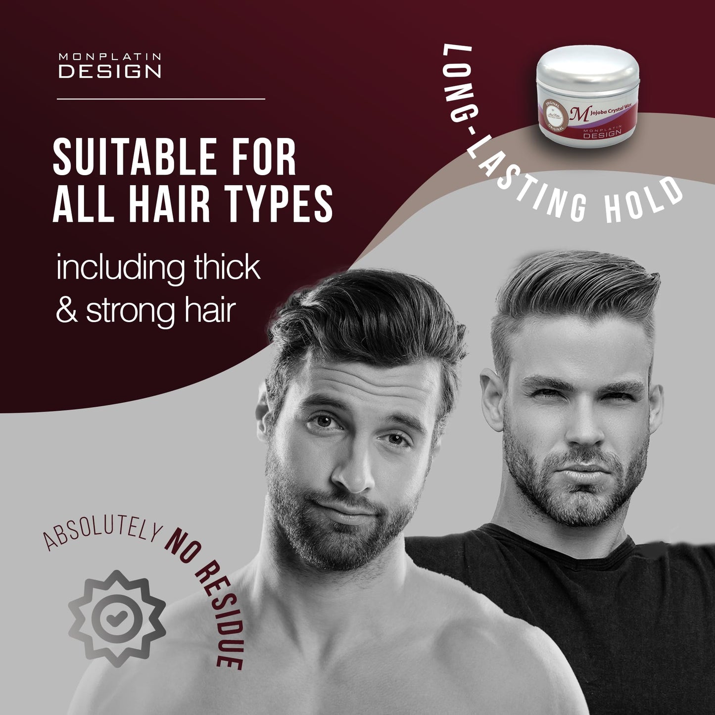 Mon Platin Professional Hair Styling Wax – Jojoba Crystal High Sheen, Strong Hold, Grapefruit Scent (250 ml)