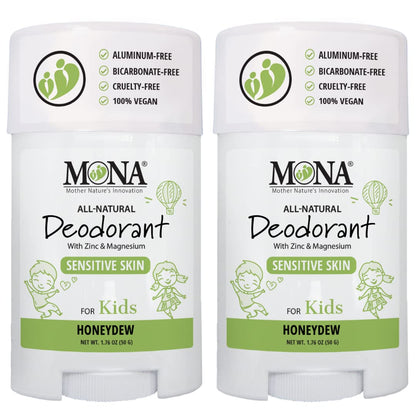 MONA Honeydew Natural Deodorant for Kids – Aluminum-Free 2-Pack