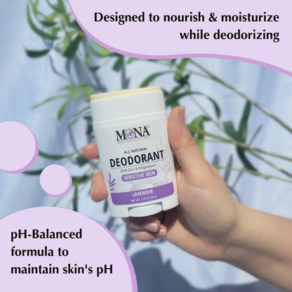MONA Lavender All-Natural Deodorant for Sensitive Skin – Aluminum & Baking Soda Free | 1.76 oz