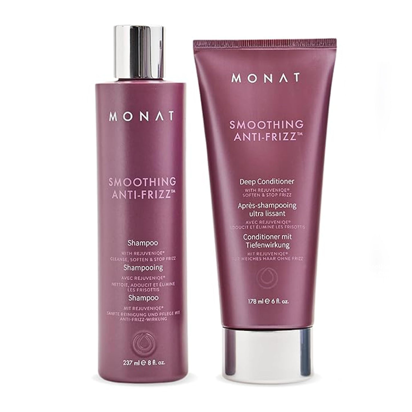 MONAT Smoothing Anti-Frizz Set – Lightweight Frizz Control Shampoo & Conditioner