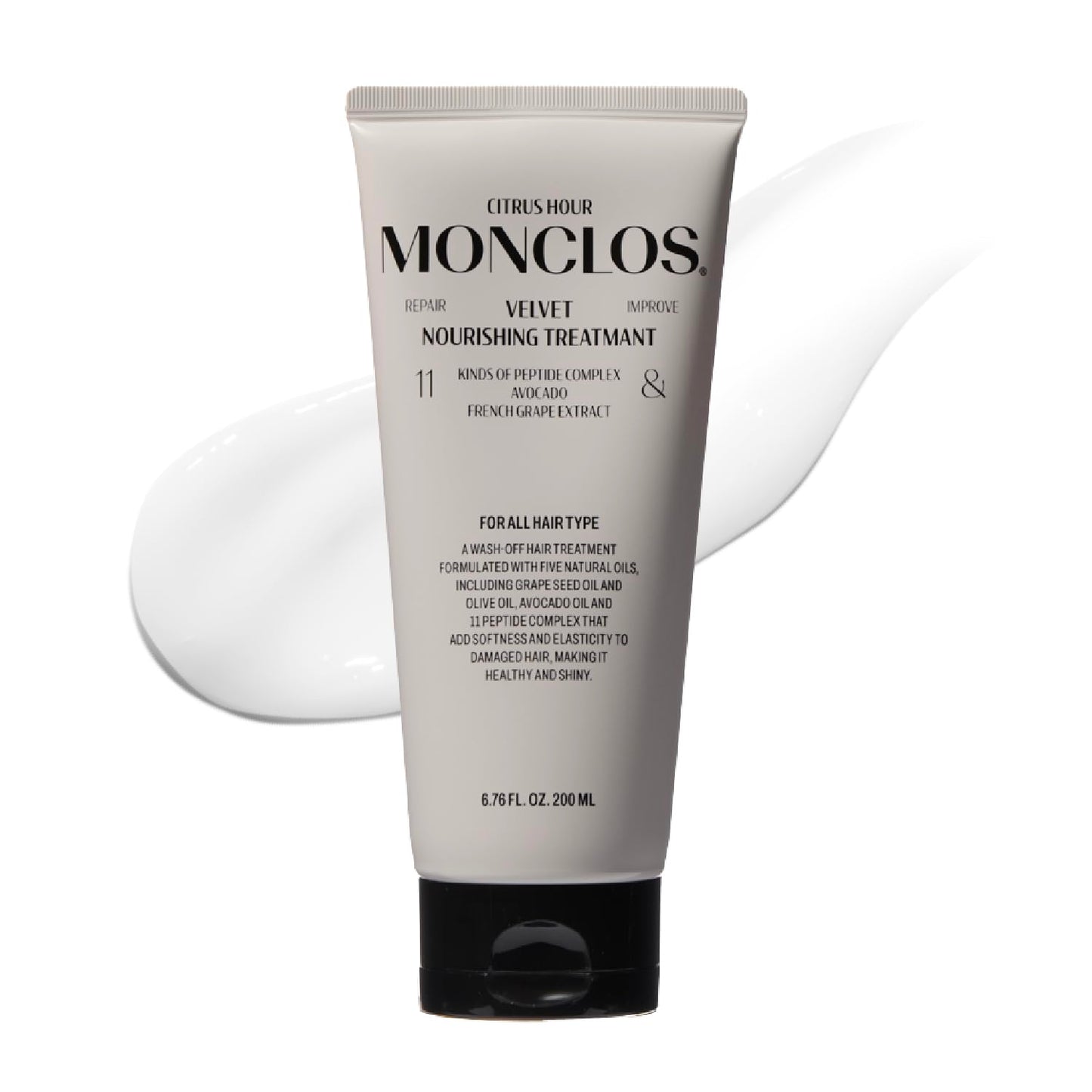 MONCLOS Velvet Hair Treatment – Deep Conditioner & Repair Mask with Argan Oil, Peptides & K-Beauty (6.76 fl oz)