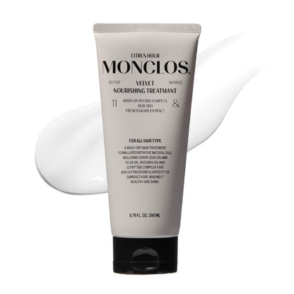 MONCLOS Velvet Hair Treatment – Deep Conditioner & Repair Mask with Argan Oil, Peptides & K-Beauty (6.76 fl oz)