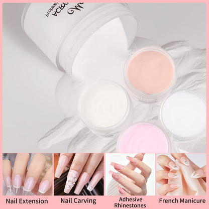 Monja Acrylic Powder Kit – 4 Colors (30g) for Nails – No Lamp Needed