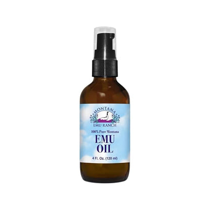 Montana Emu Ranch 100% Pure Emu Oil — Deep Penetrating, Odor-Free, Non-Comedogenic (4 fl oz)