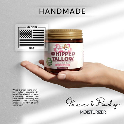 Moo Ranch Whipped Beef Tallow Balm – Grass-Fed Skin Moisturizer with Jojoba, Calendula & Manuka Honey