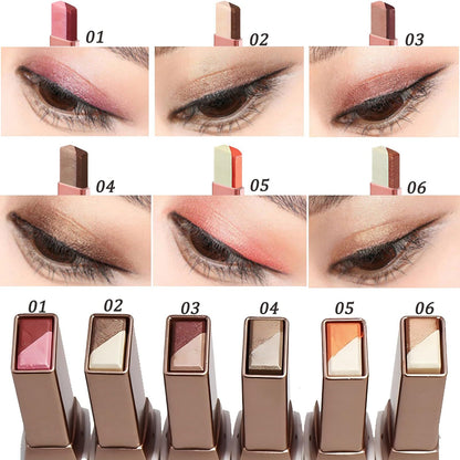 MooGlamor 6 Pcs Shimmery Eyeshadow Stick — Dual-Color Glitter Pencils, Waterproof & Retractable