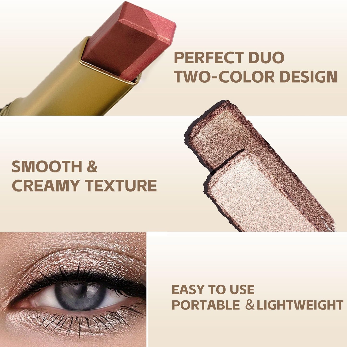 MooGlamor 6-Pc Glitter Eye Shadow Sticks – Dual-Color Gradient & Waterproof