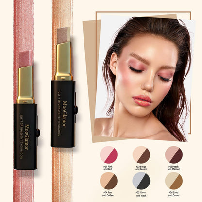 MooGlamor 6-Pc Glitter Eye Shadow Sticks – Dual-Color Gradient & Waterproof