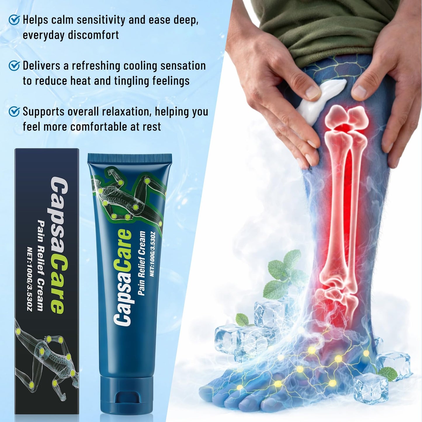 MOOMARTO CapsaCare Neuropathy Relief Cream – 2 Pack, Mint & Lavender, Cooling Comfort