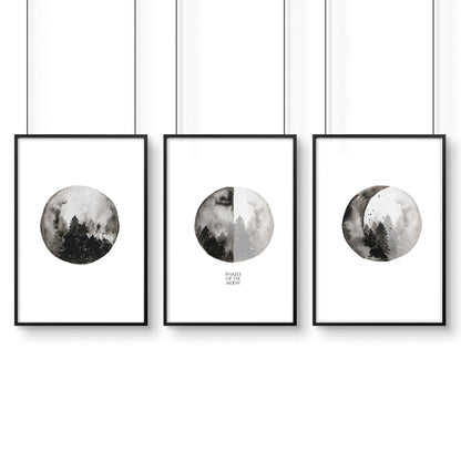 Moon wall art | set of 3 framed wall art prints