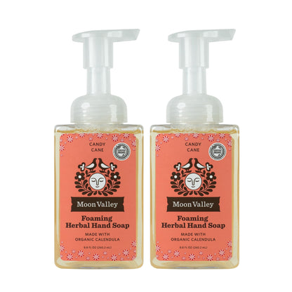 Moon Valley Organics Herbal Foaming Hand Soap – Candy Cane, Vegan & Recyclable Bottle (Two-Pack)