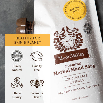 Moon Valley Foaming Hand Soap Refill Pouch – Orange Spice 2-Pack | Vegan & Non-GMO