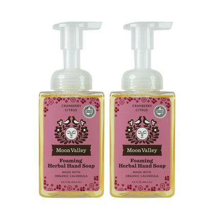 Moon Valley Organics Herbal Foaming Hand Soap – Cranberry Citrus, Vegan, Recyclable Bottle (2-Pack)