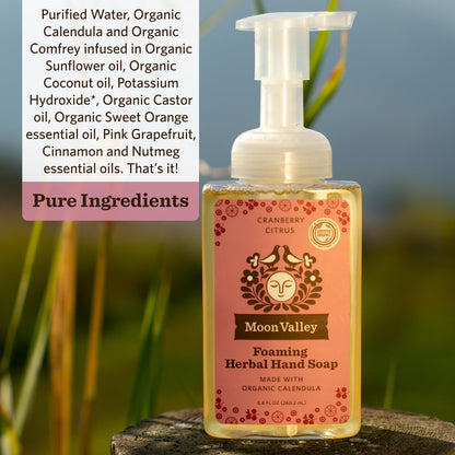 Moon Valley Organics Herbal Foaming Hand Soap – Cranberry Citrus, Vegan, Recyclable Bottle (2-Pack)