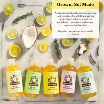 Moon Valley Organics Lemon Rosemary Herbal Body Wash – All Natural, Vegan, Two Pack