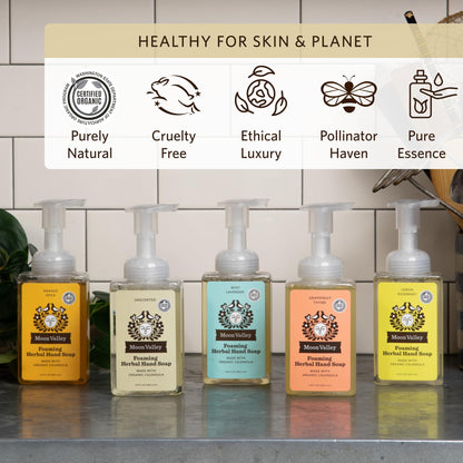 Moon Valley Organics Herbal Foaming Hand Soap – Unscented 2-Pack, Vegan & Recyclable Bottle