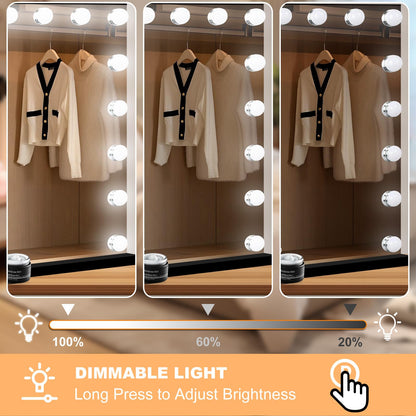 Moonee Black Vanity Mirror with Lights – 18 Dimmable Bulbs, 10X Magnifier, 3 Color Modes | Aluminum Frame (32x24)