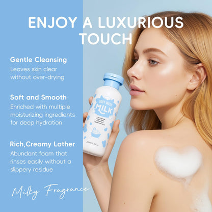 MOONGAZE Milk Skincare Set 5-in-1 for Kids & Teens (8-12) – Gentle Bath & Hair Care