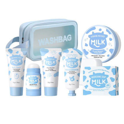 MOONGAZE Milk Skincare Set 7-in-1 for Kids & Teens | Gentle Bathing Kit