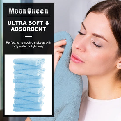 MOONQUEEN Microfiber Facial Cloths 12 Pack – Ultra Soft, Quick Dry Aquamarine
