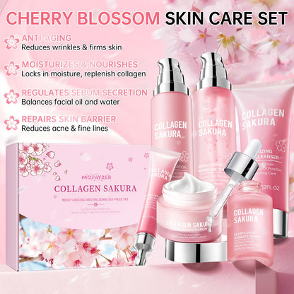 Mopayzer Collagen Sakura Skincare Gift Set | Cherry Blossom Kit for Teens & Women
