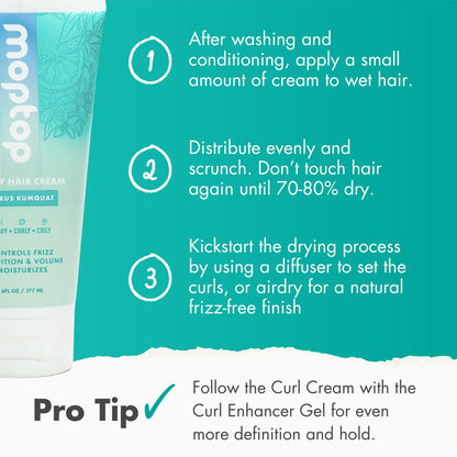 MopTop Curl Cream - Moisturizing Curl Activator for Frizz & Volume (2.5 oz)
