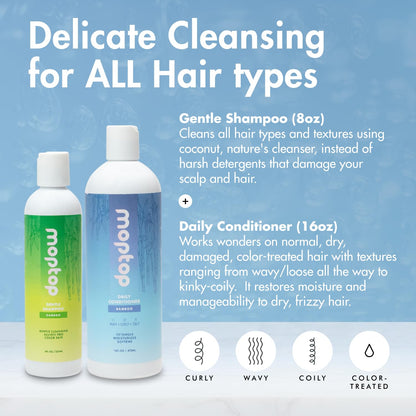MopTop Sulfate Free Shampoo & Conditioner for Curly Hair – 2 Pack