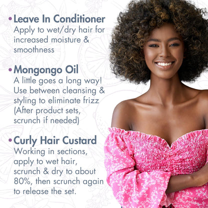 MopTop Curly Hair Products Set – Moisturizing Wavy Routine with Leave-In Conditioner, Mongongo Oil, Cream & Custard