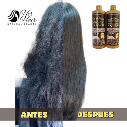 Moroccan Chocolate Hair Care Kit – 33.8 oz, 2-Step Deep Hydration, Wave Control & Extreme Shine