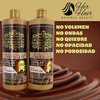 Moroccan Chocolate Hair Care Kit – 33.8 oz, 2-Step Deep Hydration, Wave Control & Extreme Shine