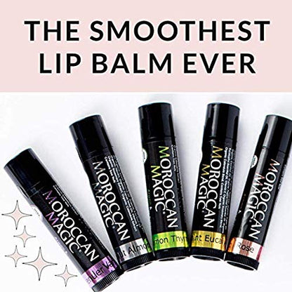 Moroccan Magic Organic Lip Balm Variety Pack Gift Set | 8-Piece, Argan Oil & Essential Oils