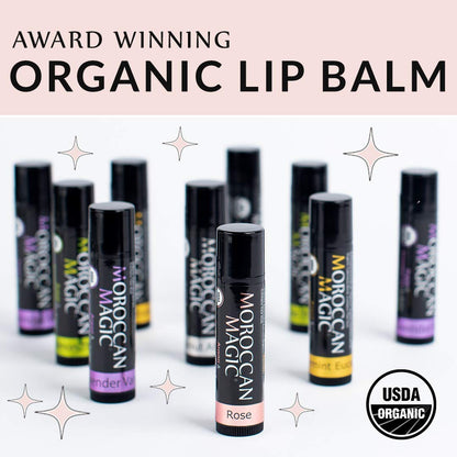 Moroccan Magic Organic Lip Balm Variety Pack Gift Set | 8-Piece, Argan Oil & Essential Oils