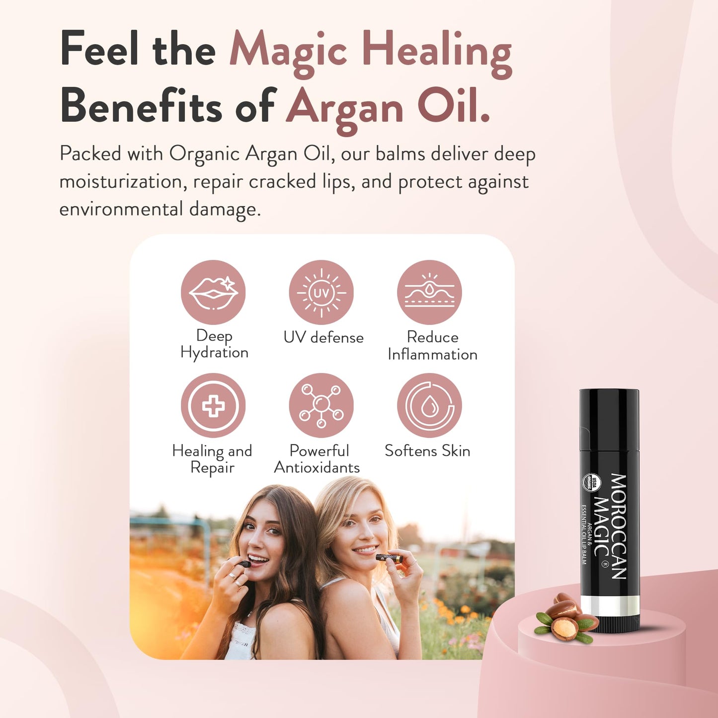 Moroccan Magic Organic Lip Balm Variety Pack Gift Set | 8-Piece, Argan Oil & Essential Oils