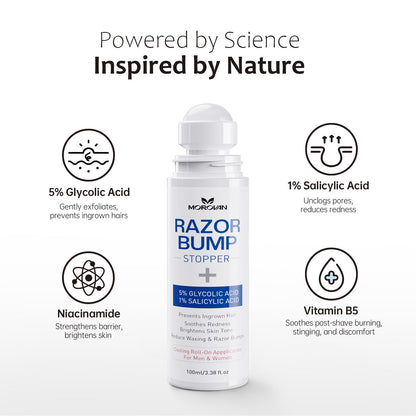 Morovan Razor Bumps & Ingrown Hair Serum — 3.38 fl oz for Body, Face (Beard), Bikini | Post-Shave & After-Wax Care