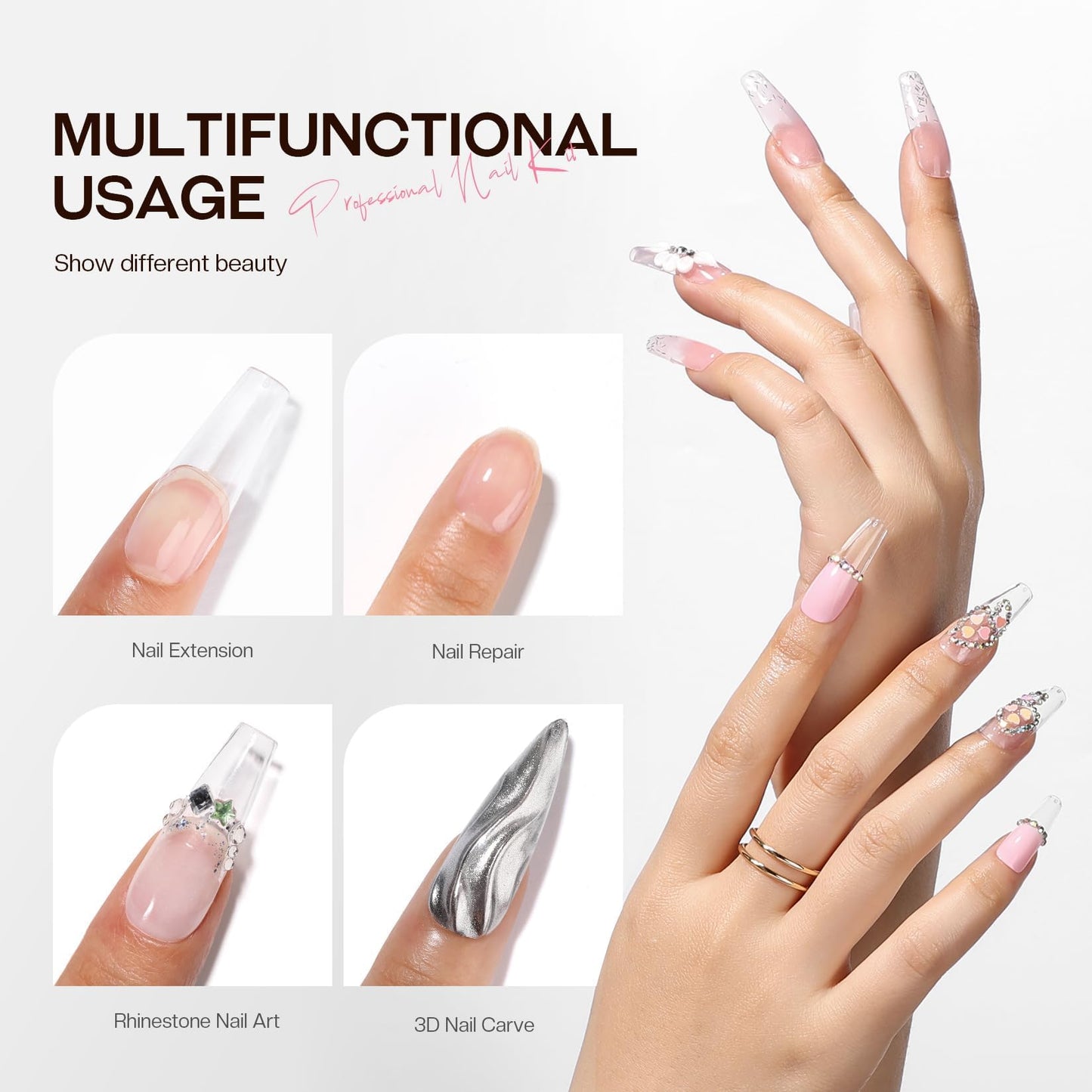 Morovan Builder Gel for Nails | Long-Lasting Clear Hard Gel for Extensions & Nail Art