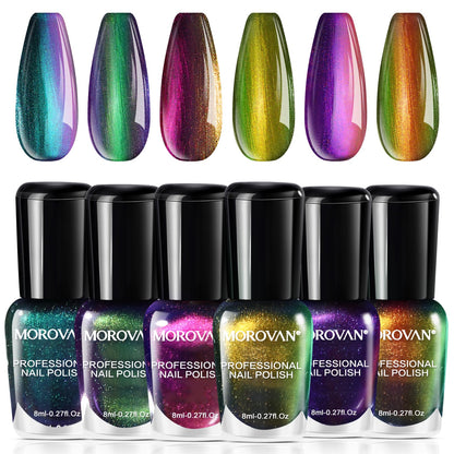 Morovan 6-Color Holographic Chrome Ombre Nail Polish Set – Air-Dry, Non-Toxic 0.27oz