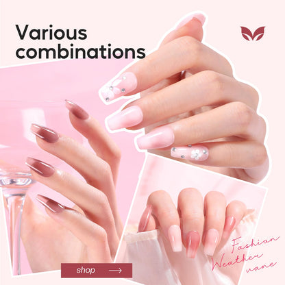 Morovan Jelly Nail Polish Set — Sheer Glass Pink Nude, Quick Air-Dry (6 Colors)