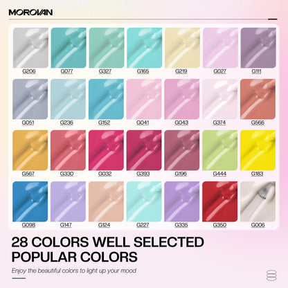 Morovan Gel Nail Polish Kit: 28 Colors, UV/LED Lamp, Base & Top Coat, DIY Manicure Set