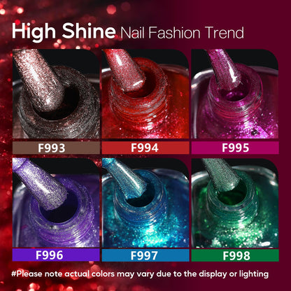 Morovan Magnetic Nail Polish Set – Cat Eye Glitter Kit (6 Colors), Quick Dry