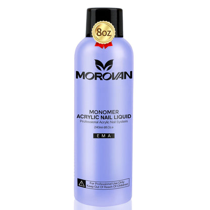 Morovan Monomer Acrylic Nail Liquid 8oz – MMA-Free, Non-Yellowing for Acrylic Extensions