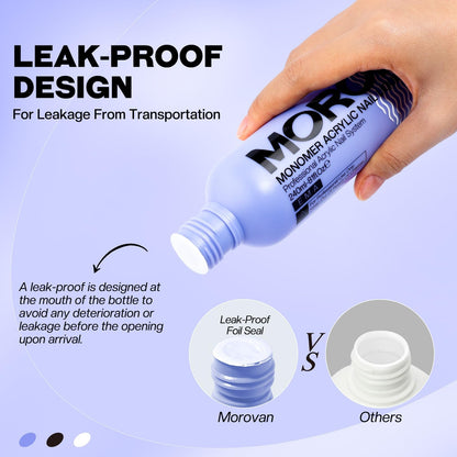 Morovan Monomer Acrylic Nail Liquid 8oz – MMA-Free, Non-Yellowing for Acrylic Extensions