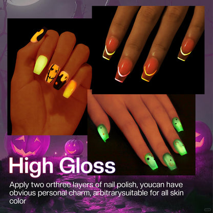 Morovan Neon Nail Polish Set — Glow-In-The-Dark, Quick-Dry, Long-Lasting Neon Colors for Holidays