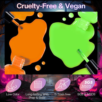 Morovan Neon Nail Polish Set — Glow-In-The-Dark, Quick-Dry, Long-Lasting Neon Colors for Holidays