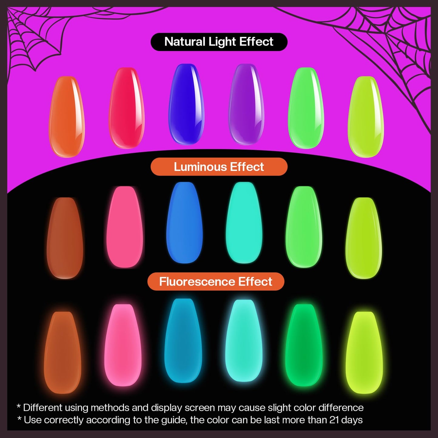 Morovan Neon Nail Polish Set — Glow-In-The-Dark, Quick-Dry, Long-Lasting Neon Colors for Holidays