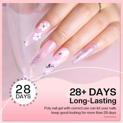 Morovan Poly Gel Nail Colors – 6 Pink Nude Colors for DIY Nail Extensions (15 g)