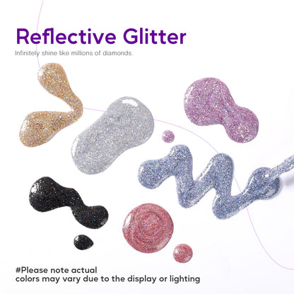 Morovan Glitter Nail Polish Set — Quick Dry Sparkle 6-Color Kit (Gold Silver Black)